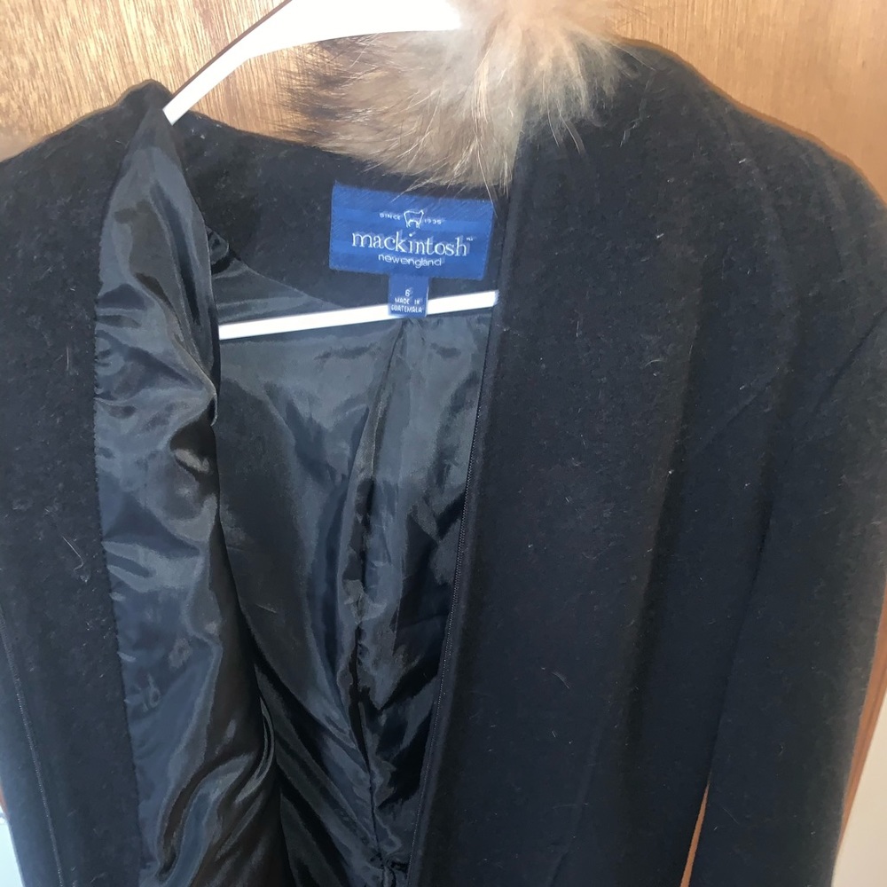 Fur hooded black coat